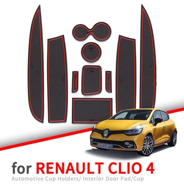 Renault Clio 4 Slip Anti-Slip Gate Yuvası Kupa Mat Kapı Groove kaymaz ped iç araba stili aksesuarları coaster paspaslar