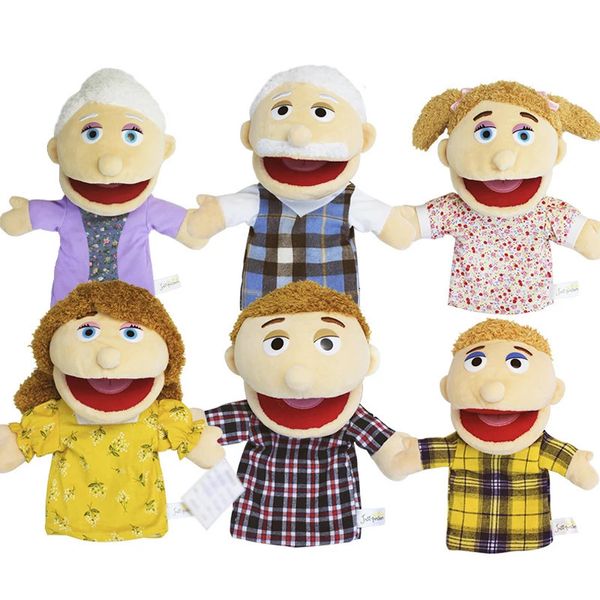 Famiglia 30 cm Famiglia Puppet bambola morbida bambola peluca di figurina asilo educational Talking Storie