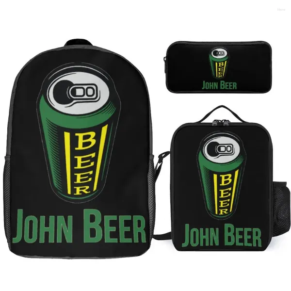 Rucksack John Beer Classic 3 in 1 Set 17 Zoll Lunchbag Stift Secure Bleistift Hülle Snug Schools Kreativ