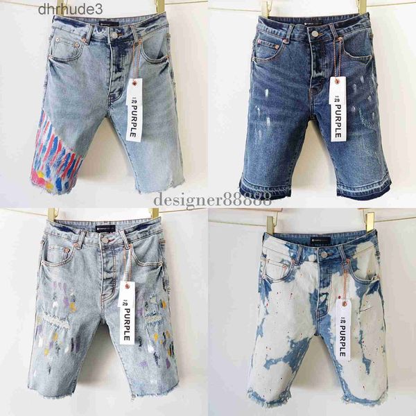 Lila Jeans Kurzmänner Designer Straight Löcher lässig Summer Night Club Blue Damen Shorts Style Luxus Patch gleiche Marke 764V ALWQ WASA