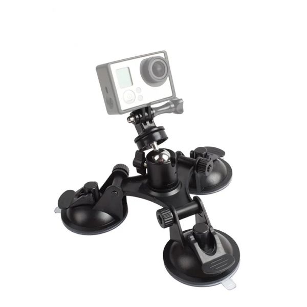 Acessórios Copo de sucção tripla com cabeça de bola de 360 graus para câmeras Montar o montagem de sucção de gravadoras para uso de carros