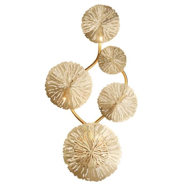 Lâmpada de parede Artpad Copper Luster Gold Lotus Leaf Vintage Retro de cabeceira da sala de estar decoração de arte iluminação em casa arandelas g4 bulb308u