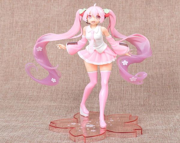 Anime Hatsunemiku Figura Sakura Pink Girls Figura PVC estátua Anime Fãs modelo estátua estátua de desktop carros Decora colecionável Girl GIF2328247