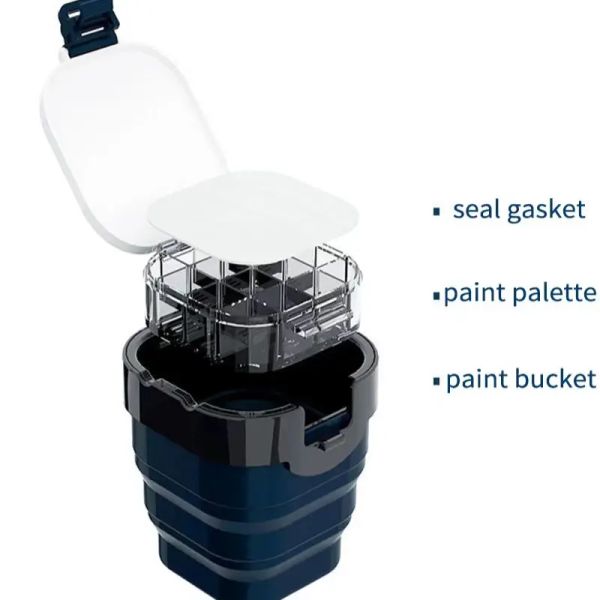 Multifuncional portátil dobrável aquarela Bucket Brush Washer Limpador Caixa de armazenamento de tinta Paleta Pintura de suprimentos