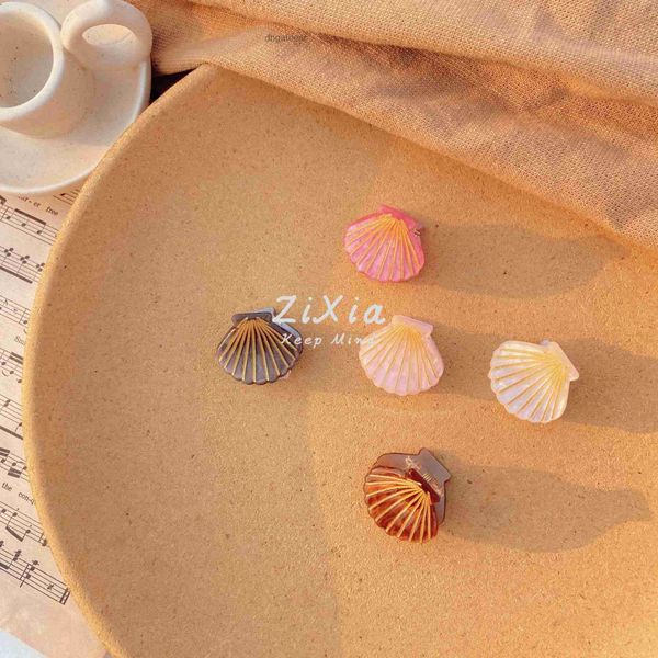 Shell Mini Grab Clip Clip per capelli acrilici per ragazze e bambini Bangs Clip mini clip top carina scolpita con linee per capelli clip