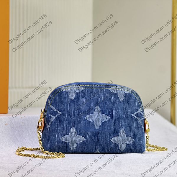 M24316 Luxury Designer Denim Shell Cosmetic Bags Mini Totes Сумки сумочка Shouder Crossbody Ladies Сумки с оригинальным кошельком для пакета в пылесос pochette 19cm