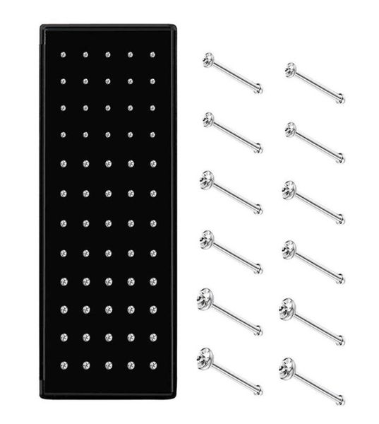 60pcs Edelstahl Nasenstollen Ringe Piercing Pin Body Schmuck 15mm 2mm 25mm2638148