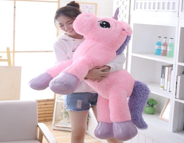 85cm100cm beyaz tek boynuzlu at peluş oyuncaklar dev tek boynuzlu at doldurulmuş hayvan at oyuncak yumuşak unicornio peluche bebek hediyesi po props 11961749