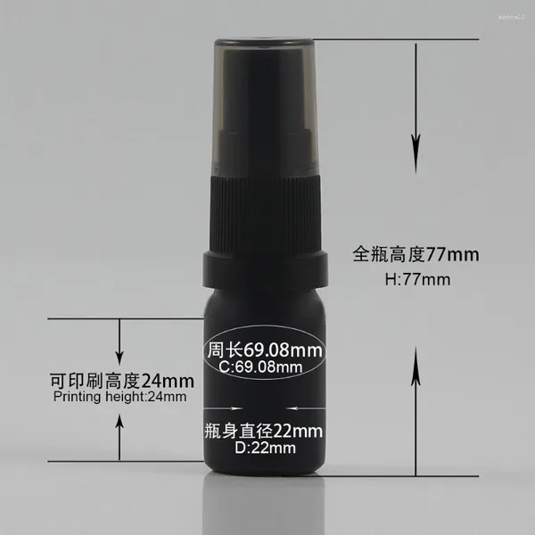 Garrafas de armazenamento garrafa de perfume de viagens de vidro por atacado com pulverizador de atomizador de plástico preto 5 ml mini bomba de recipiente cosmético