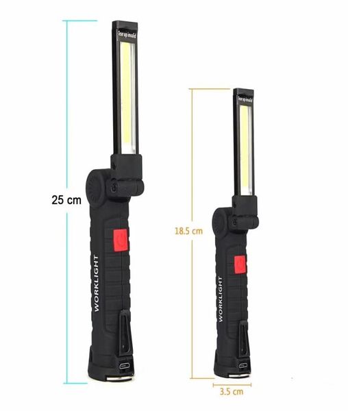 Luce a LED LAMPAGGIO COB Luce di lavoro con torcia portatile portatile magnete Torcia da lavoro in campeggio USB incorporato nella batteria 4205230