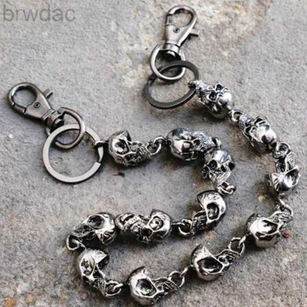 Anelli chiave Slim Hishe Heavy Chain Men cranio Porta portafoglio Accessori di moda per motociclisti gotici 240412 240412