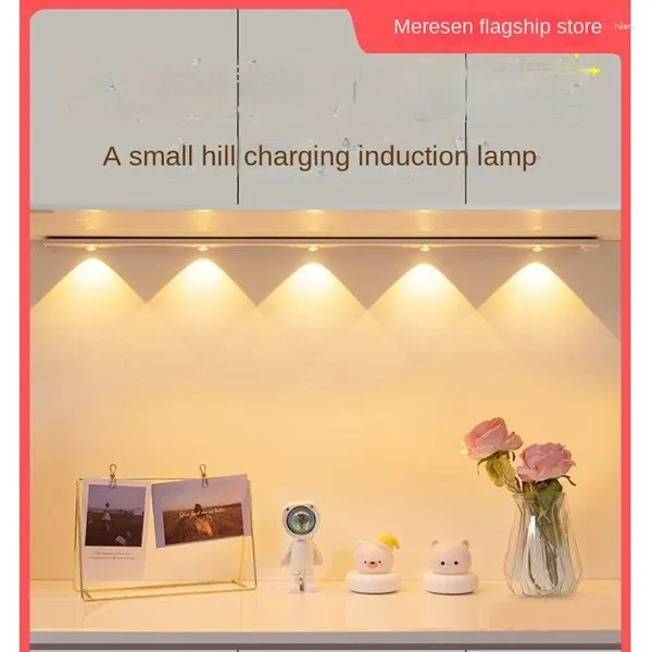 Piastre decorative a LED wireless autoadesivo induzione di ricarica armadio per scarpe luminosa striscia di vino ondulato
