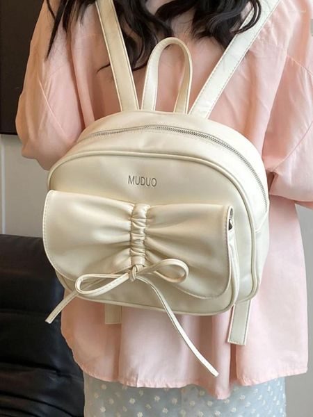 Bolsas escolares coreanas moda arco menina 2024 verão versátil versátil mochila mochila diária mochilas da moda da moda
