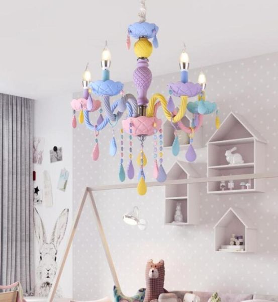 Nuovo lampadario moderno per bambini lampadari per bambini bambini lampada a sospensione della principessa per interni Macaron Color Girls Room Chandelier203158056