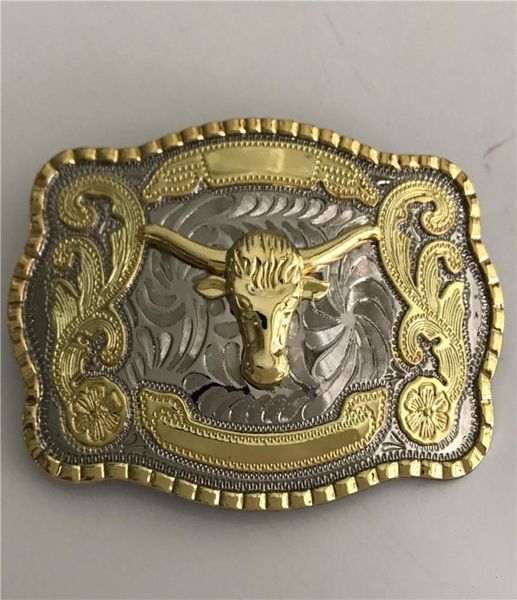 1 pezzi Cool Silver Gold Bull Western Cowboy Cintura di cowboy Filla per uomini Ebillas Cinturon Jeans Belt Head4167092