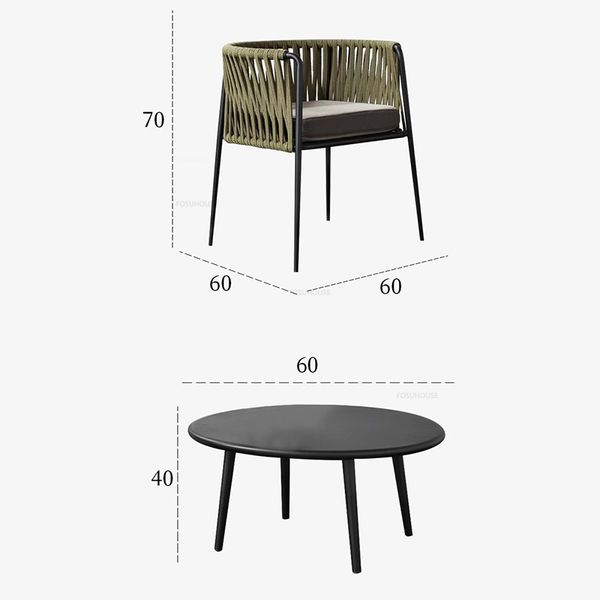 Veranda Masa ve Sandalyeler Üç Parçalı Set Rattan Bahçe Mobilya Setleri Açık Nordic Balkon Alüminyum Alaşım Boş Zaman Açık Hava Sandalyesi