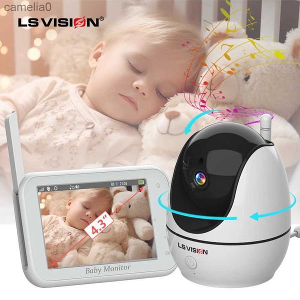 Babyponitore LS Vision 4,3-Zoll-Video-Babypo-Monitor mit Pan Tilt Kamera 2,4 g Wireless Zwei-Wege-Audio-Nachtsichtsicherheit Camerac240412