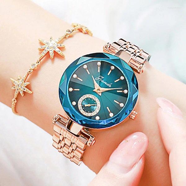 Pulseira Women Women Bracelet Rose Gold Watch 2024 Para mulheres de aço inoxidável pulso Japão Movimento Relógio Feminino Feminino Criativo