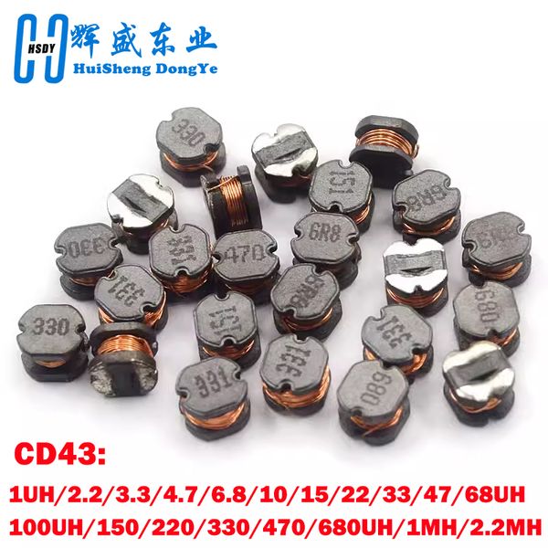 10шт CD43 SMD Индуктивная мощность катушки индуктора 470UH 680UH 1000UH 1MH 2,2MH 471 681 102 222