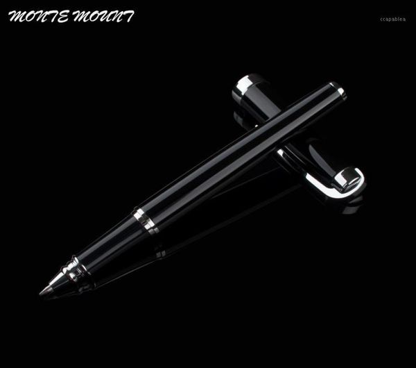 Monte Mount High Quality Black Silver Rollerball Pen 07mm Black Ink Refil Metal Ballgo