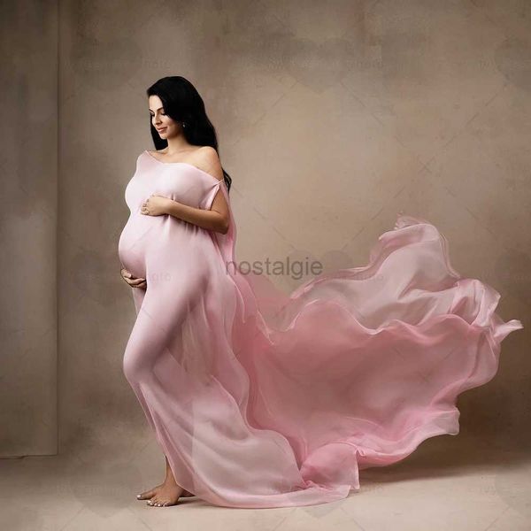 Maternidade Vestidos de chiffon Fotografia Props Diy Modeling Simple Modeling Photo Background Ploth Translucent Maternity Dress 24412