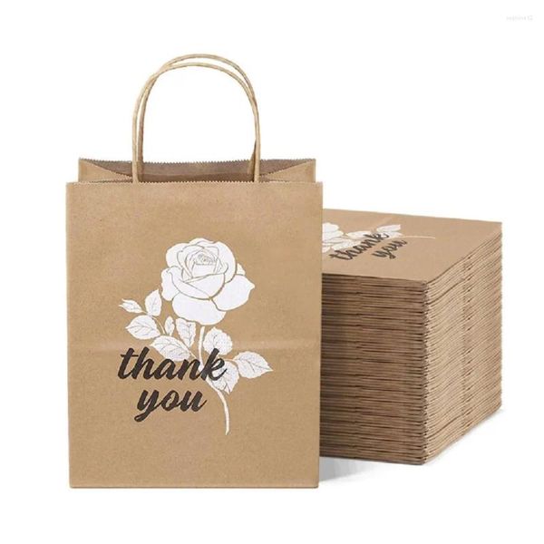 Geschenkverpackung 500pcs/Los Großhandel Verpackung für kleine Unternehmen wiederverwendbares benutzerdefiniertes Logo Wrdding Shopping Brown Kraft Papiertüte mit Griff