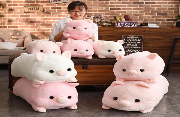 Diga Love Plush Pig Toy Hand Anot Eyes Big Eyes Skin Pink Cream Piggs com orifícios Plushie Kids Presente de Natal 507090cm T2006192786472