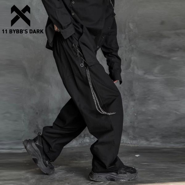 Calças 11 Bybb Cadeia escura Tactical Pant Tactical Man 2020 Black Elastic Waist Pants Haruku Hip Hop Men Troushers Streetwear