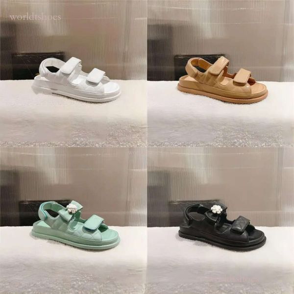 2024 Designerin Sandalen Frauen Beach Schuhe Schuhmacher Luxus dicker alleiniger Hausschuhe Frauen lässige Schuhe echte Lederschuhe Frauen Schuhe luxuriöser Tory White Schwarz