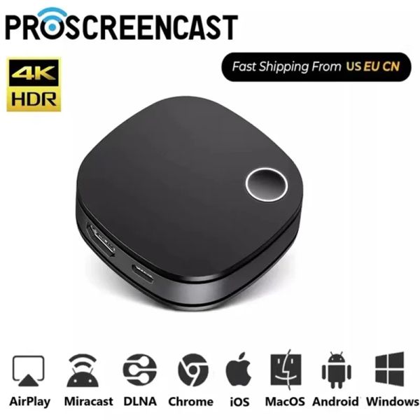 Caixa Wireless Screen Proscreencast SC01 2.4g/5g 4K HDR Miracast WiFi Dishing Dongle para AirPlay DLNA HDMI TV Stick