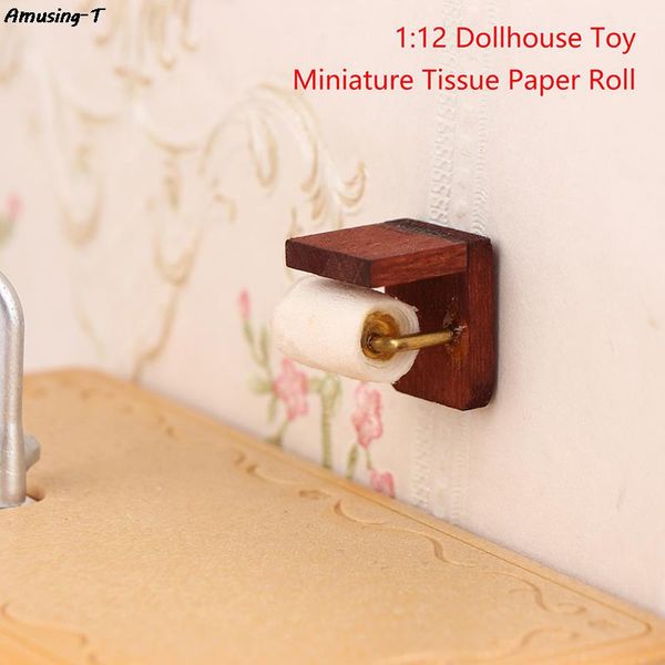 1:12 bambola in miniatura in miniatura carta rotolo di carta con stand Model decorazioni per bagno Accessori per bambole giocattolo