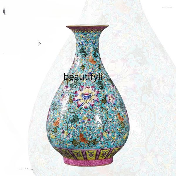 Vasen Ningfeng Kiln Jingdezhen Porzellan Hand bemalt Vase chinesische Stil Dekoration Wohnzimmer Home Jade Pot