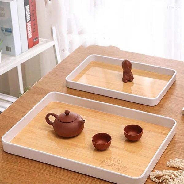 Bandejas de chá Modern Teaware Bandeja de madeira Gadget Gadget Home Office Coffeeware Platô Vintage Plateau Bois and Coffee Acessórios