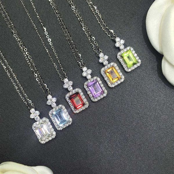 S925 Живая трансляция стерлинга Sier Perfume Bottle Pendan Light Luxury Fashion Color Creature Chain Color Treasure Corlece