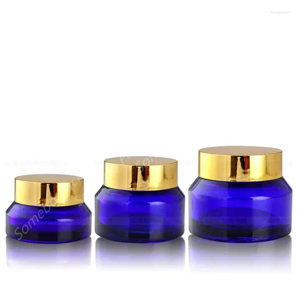 Speicherflaschen 10pcs/Los hoher Qualität 15G/30g/50g Blaues Glas Sahne Hautpflege Kosmetische Behälter