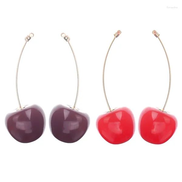 Orecchini a pennaglietta Fruit Cherry Stud Earring per donne Temperamento Sweet Crystal Resin Red Party Gioielli all'ingrosso