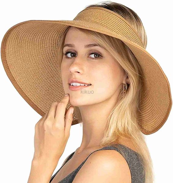 VISTRI VISTA BRIM BACCHI BACCHI CANCHET 2023 Cappello da sole New Womens UPF 50+ Cappello ampio estivo largo brim rotolata con filo da sole cappelli da sole pieghevoli topless-topless 240412