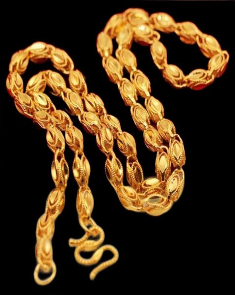 Мужское кулон Классическое 24K Сплошное золото ожерелье для мужчин тонкое желтое золото.