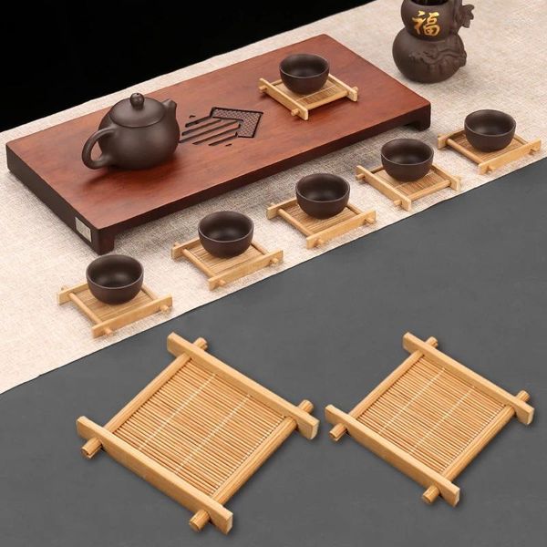 Tapetes de mesa japonês bambu copo de tapete de tapete de chá acessórios