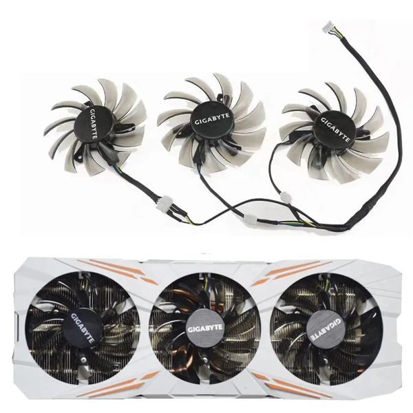 PADS NOVO SUBSTITUIÇÃO DO FÓRIO DE REFRIGENÇÃO DE REFRIGIÇÃO DE 75MM T128010SU PARA GIGABYTE GEFORCE GTX 670 680 980 GTX 1080 TI 1060 1070 TI VÍDEO RECOWER FAN RECIONER FAM