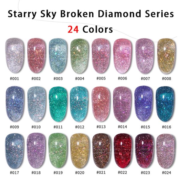 Vendeeni 24 Color Starry Sky glitter Gel Smuglio per chiodo scintillante UV Immergiti fuori Gel Lacca Semi permanente Flash Nail Art Varnish