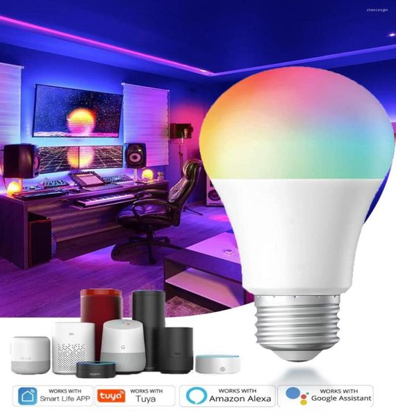 Lâmpada smart lâmpada Wi -Fi E27 LED RGB Lâmpada Trabalho com Alexagoogle Home 220V White Dimmable Timer Função Cor Foco4714232