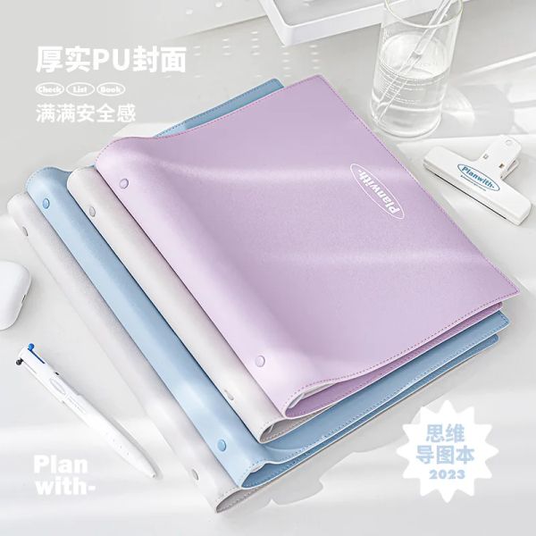 Notizbücher 68 Seiten PU wasserdichte Lose Leaf A4/B5 Student Notebook für Studenten Binder Planer Süßes koreanisches Briefpapier Notizbücher