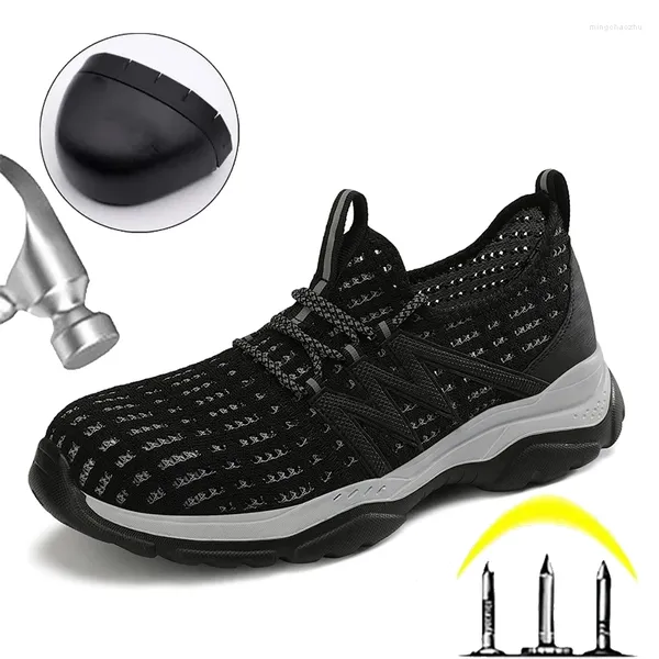 Lässige Schuhe atmungsaktive Stahlzehen Sicherheit für Männer Arbeit Anti-Verschmutzungstiefel der Sport-Sneaker männlicher Konstruktion Sicherheitsstiefel