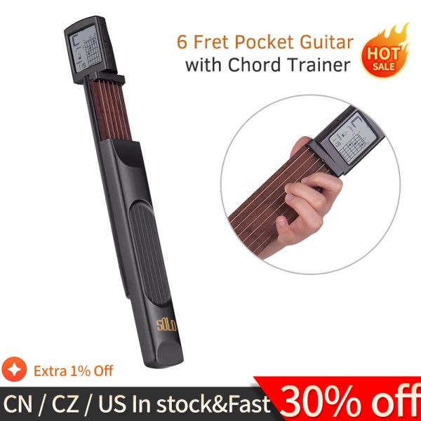 Cabos portátil Treinador de guitarra portátil Ferramentas de prática de guitarra de guitarra LCD Ferramentas de acordes práticas de instrumentos musicais para acessórios de guitarra