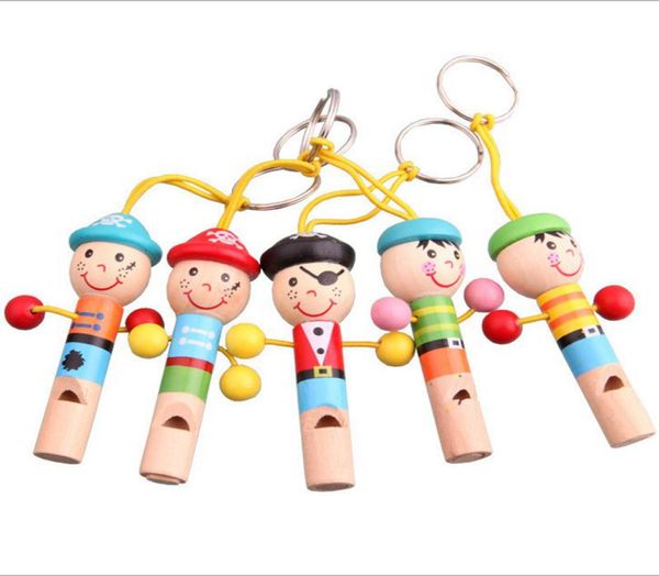 Маленький пиратский свист детей дети деревянные свистка мультипликационные свистки подарок для девочек мальчики музыкальная игрушка инструмент 9955558