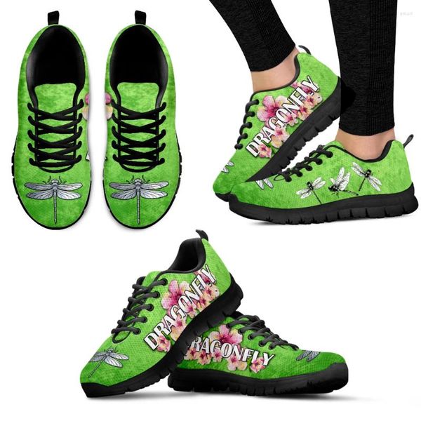 Повседневная обувь Instantarts Green Dragonfly Design Brand Brand Fashion Print Basketball/Palling Blats Outdoor Sport Zapatillas