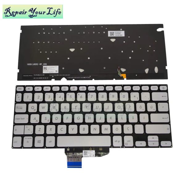 Asus Vivobook S14 S430FA S430FN S430UA X430UA UN Back Littliit Keybaord Fransız Azerty Türkiye Gümüş 260Afr00