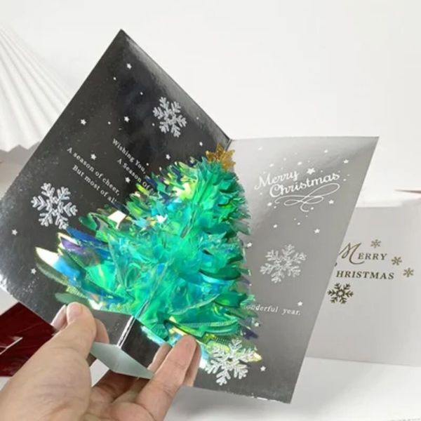 Árvore de Natal Cartão pop 3D Cartão de Natal 3d Bling Bling Card 3D para pop-up Cartões de felicitações de Natal Cartão de férias artesanal