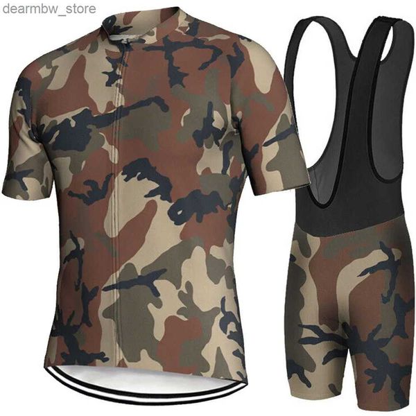 Set di maglia ciclistica set camo militare 2023 Team Cicling Jersey Set Short Seve Camuflage Abbigliamento da uomo Italia Bike Shirts Suit Bicyc Bib Shorts MTB L48